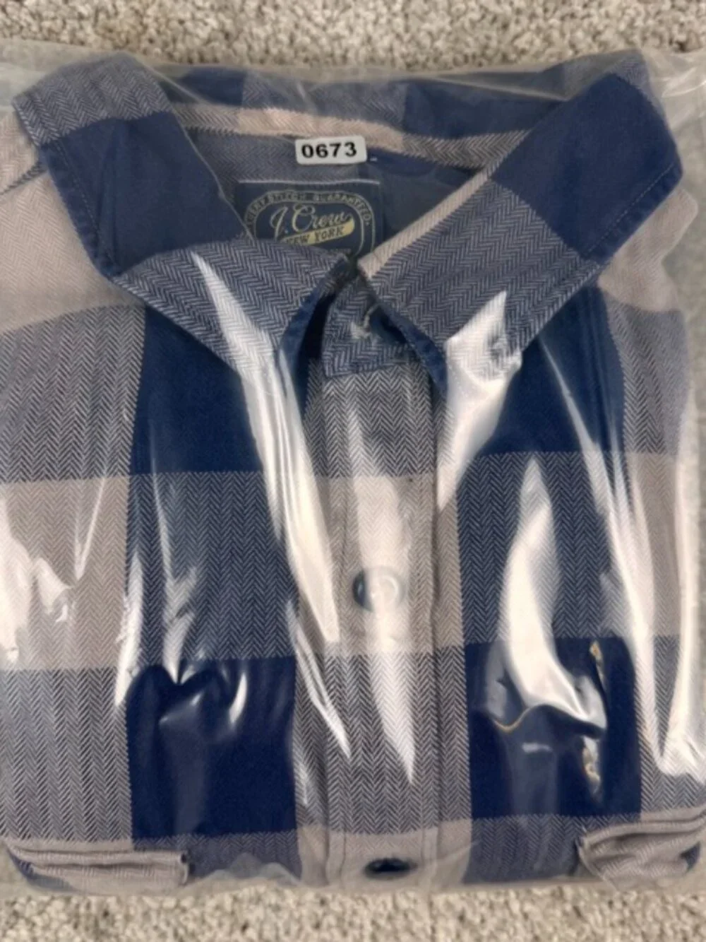 J.Crew Blue Gray Plaid Cotton Button-Up Shirt Long Sleeve Size Large A9738